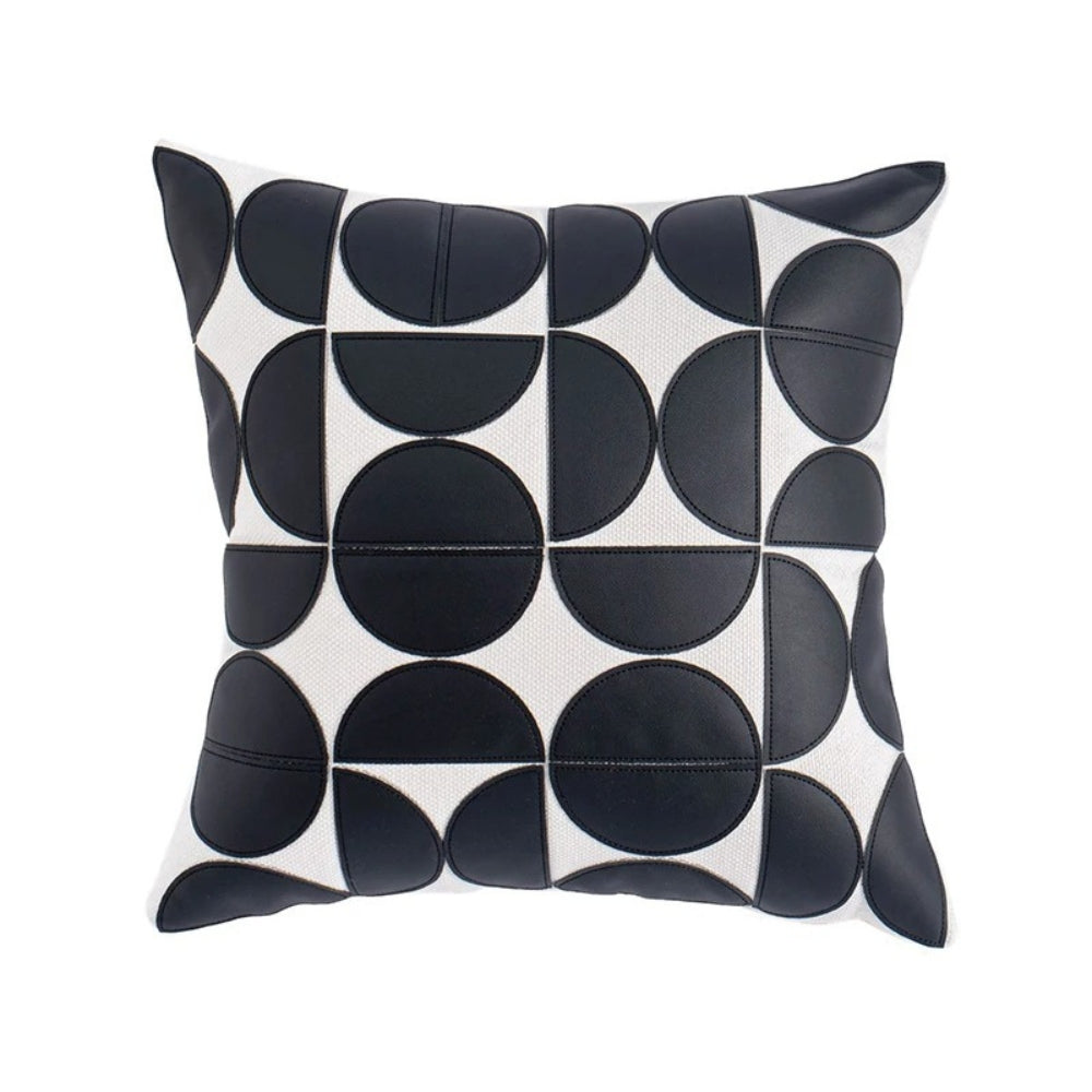 Housse de coussin de canapé en simili cuir brodé