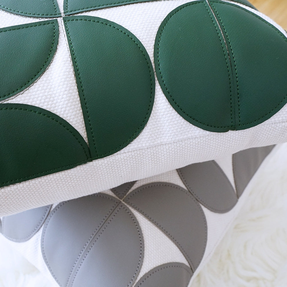 Housse de coussin de canapé en simili cuir brodé