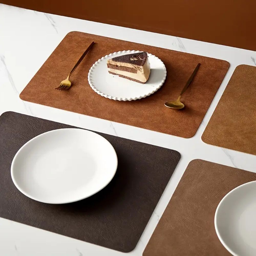 Set de table en simili cuir vintage – Caramel Tan