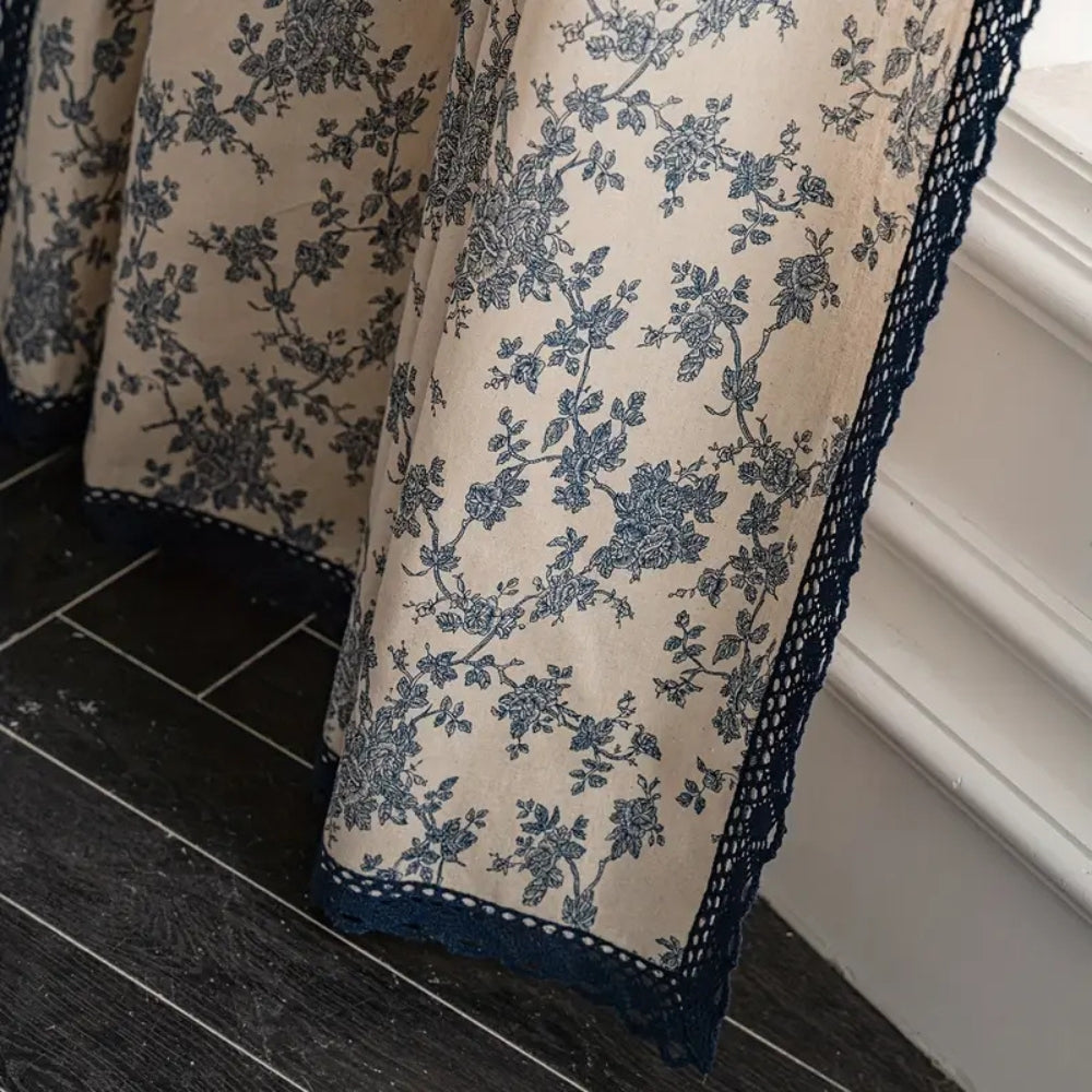 Rideau fleuri à bordure dentelle Maribelle
