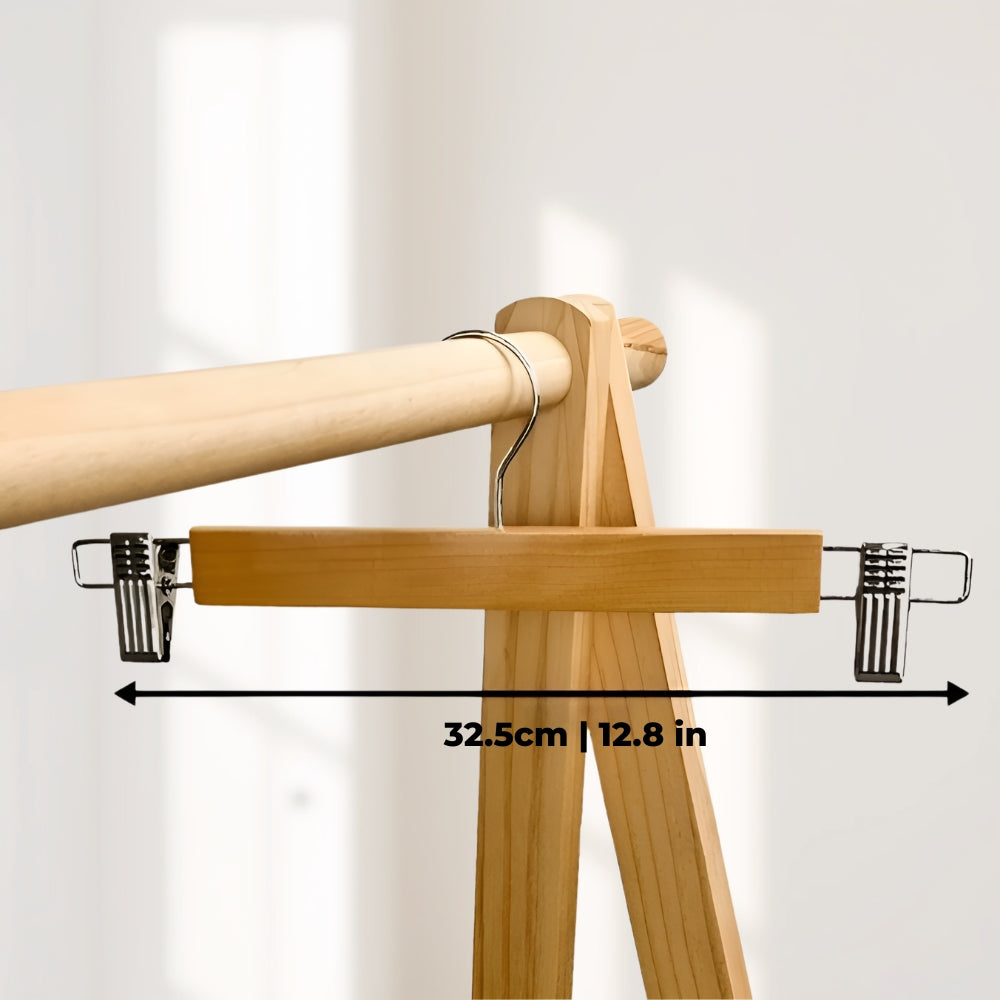 Cintres à pinces en bois premium Maxwell | Lot de 10