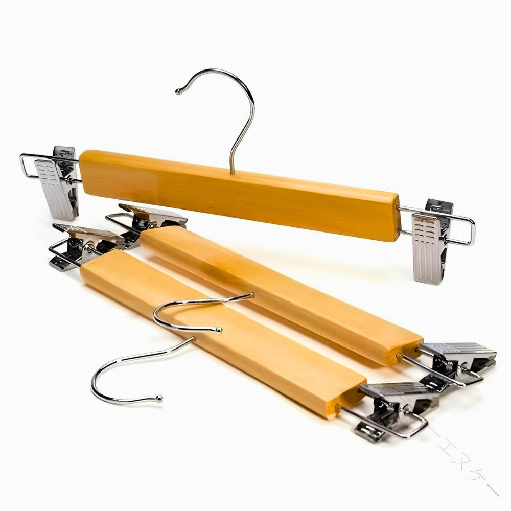 Cintres à pinces en bois premium Maxwell | Lot de 10
