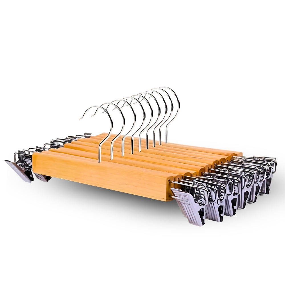 Cintres à pinces en bois premium Maxwell | Lot de 10