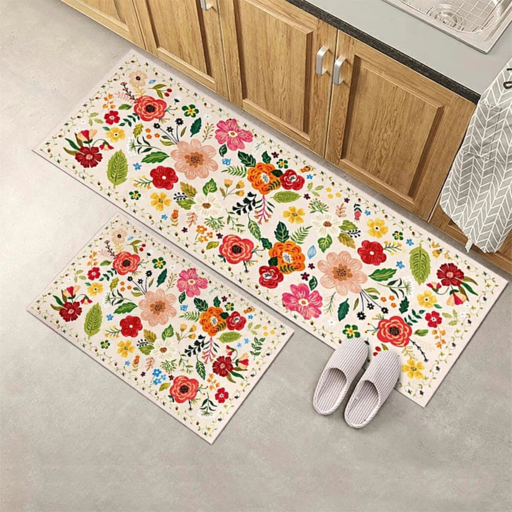 Set de tapis de cuisine boho fleuri Meadow