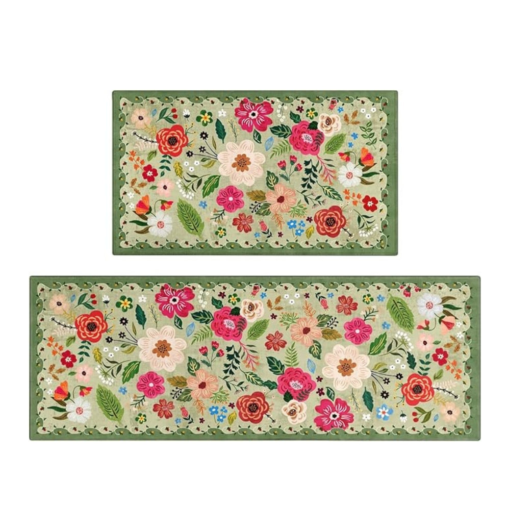 Set de tapis de cuisine boho fleuri Meadow