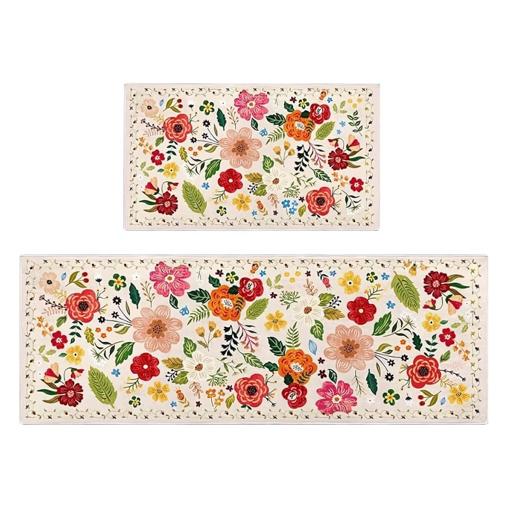 Set de tapis de cuisine boho fleuri Meadow