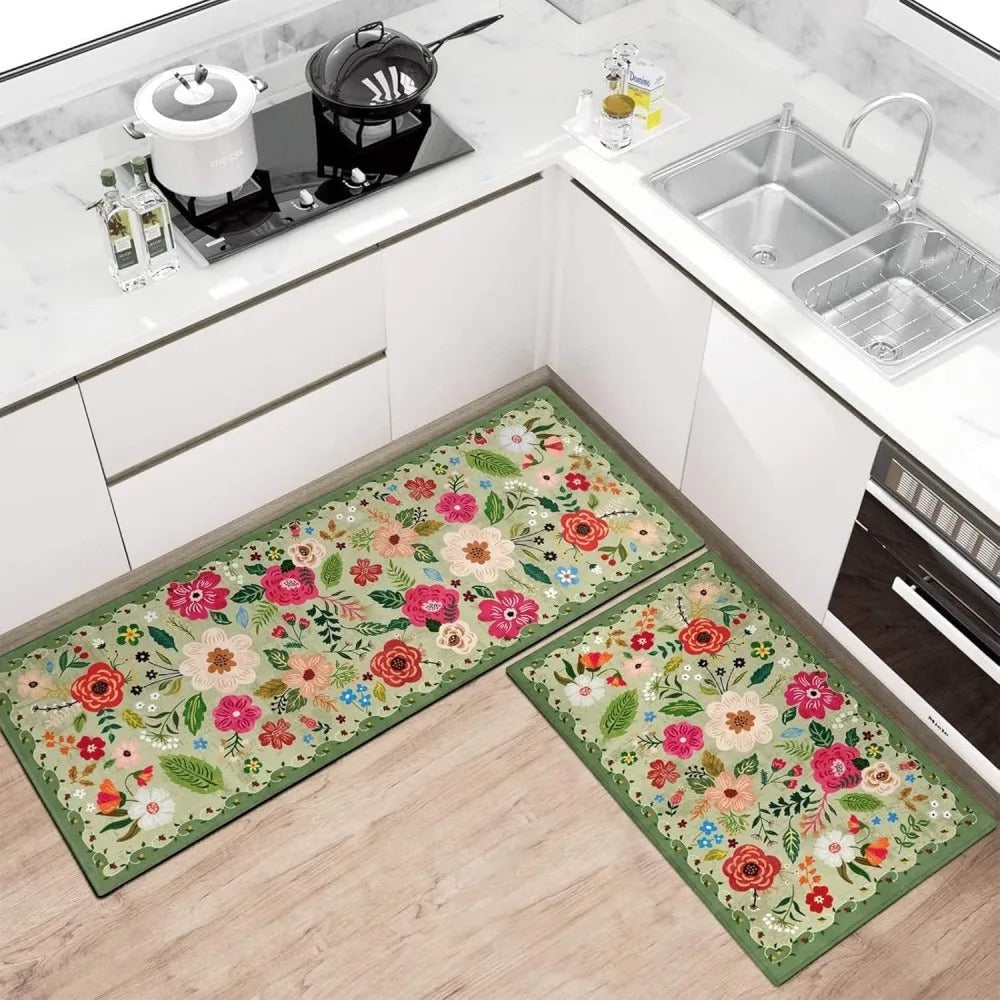 Set de tapis de cuisine boho fleuri Meadow – Midnight Meadow