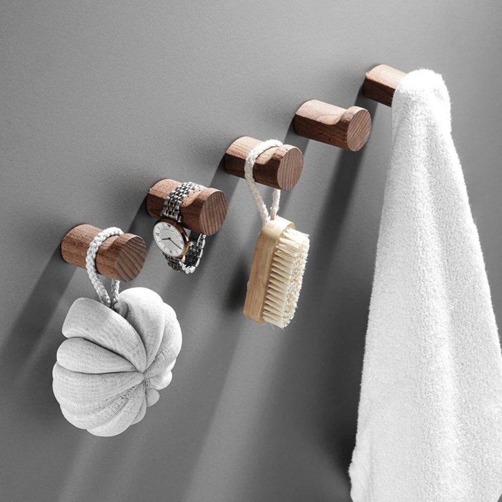 Patère murale minimaliste en hêtre – Walnut Mini