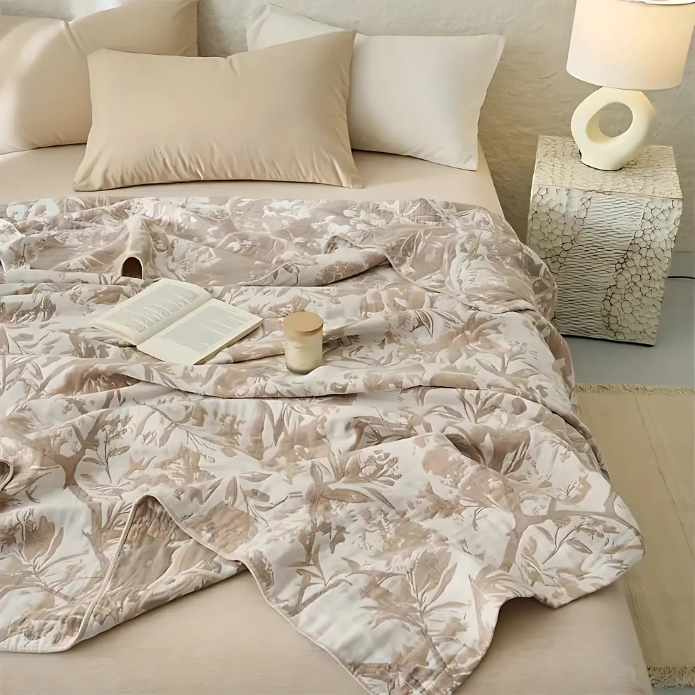 Plaid en coton fleuri Mirel toutes saisons
