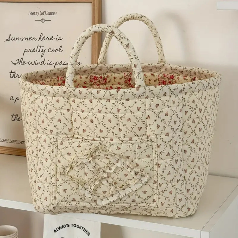 Panier de rangement matelassé fleuri