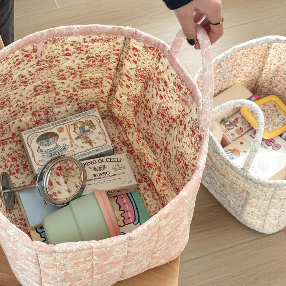 Panier de rangement matelassé fleuri