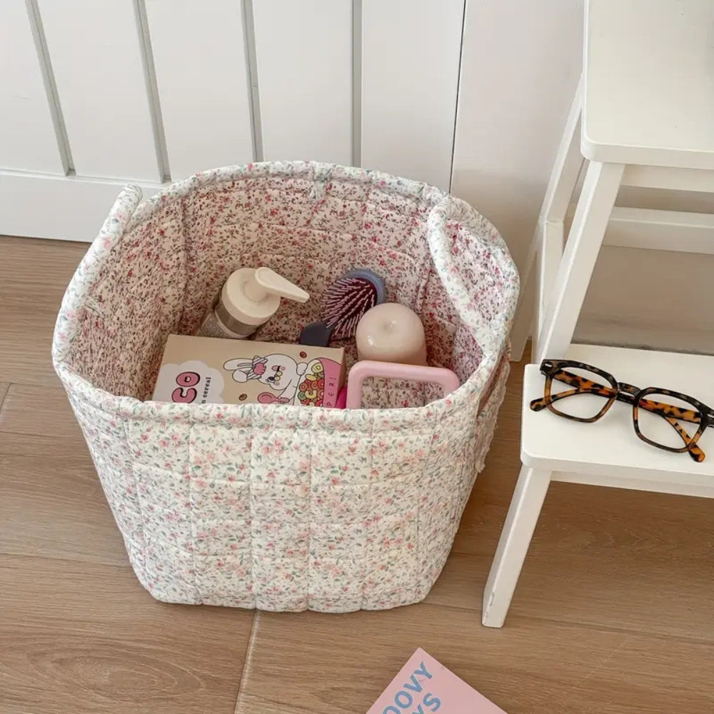 Panier de rangement matelassé fleuri