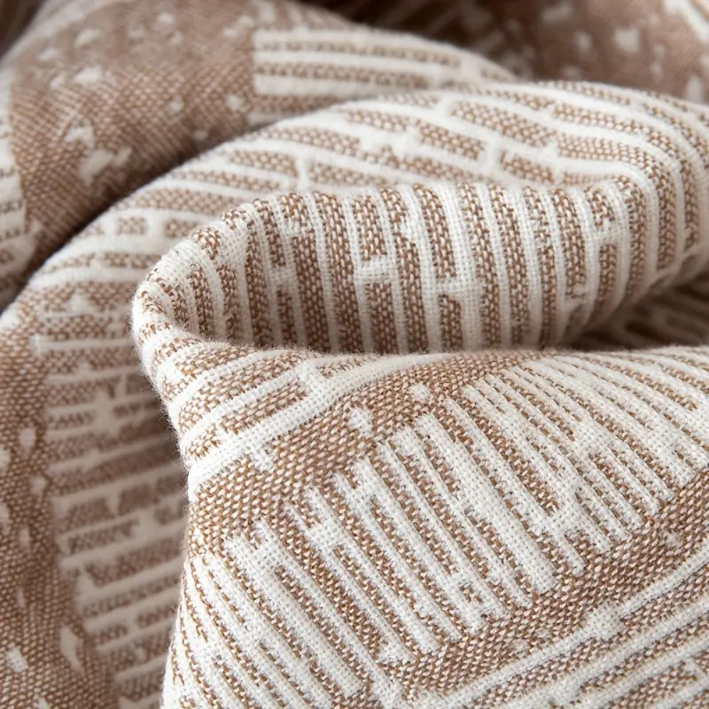 Plaid en coton géométrique tons mêlés