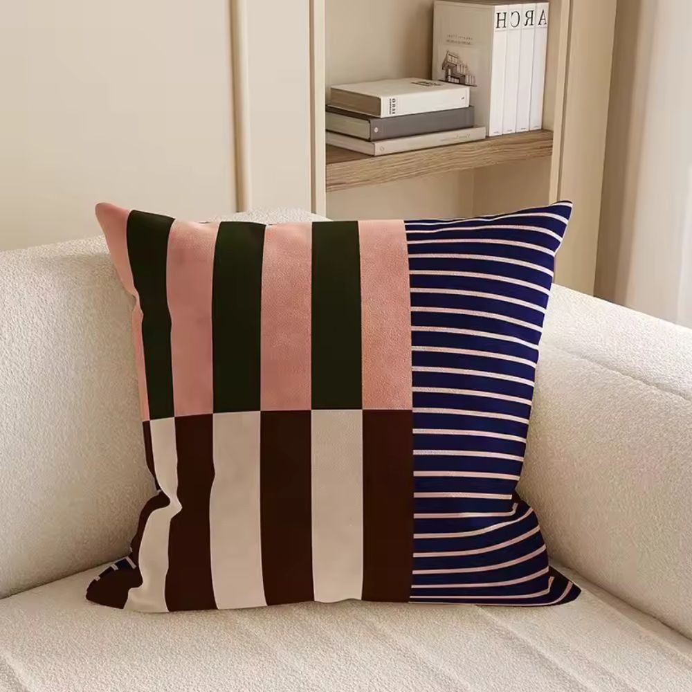 Housse de coussin rayée Mod Blocks – Midnight Rose