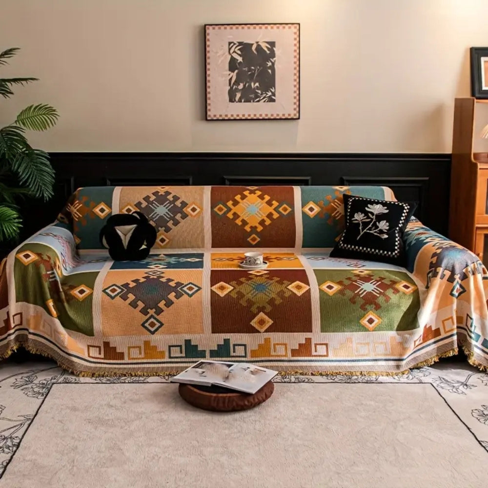 Housse de canapé géométrique tribale moderne – 71"x51"