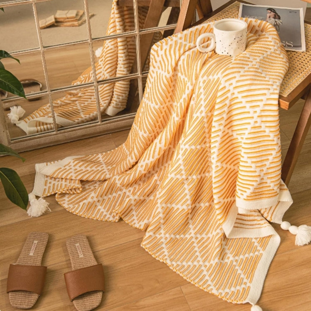 Plaid monochrome à losanges – Camel