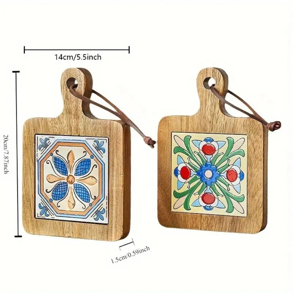 Dessous-de-plat en bois d'ébène motif marocain