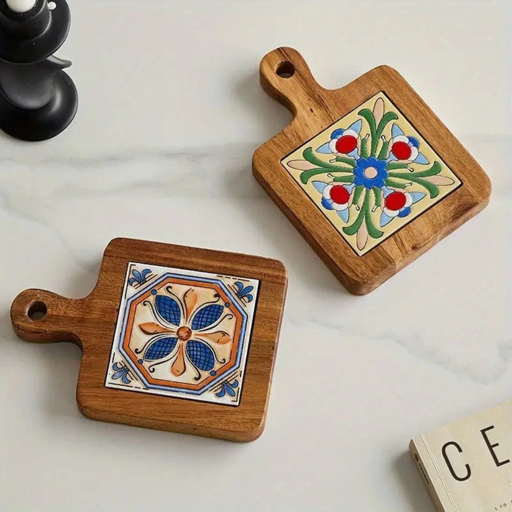 Dessous-de-plat en bois d'ébène motif marocain