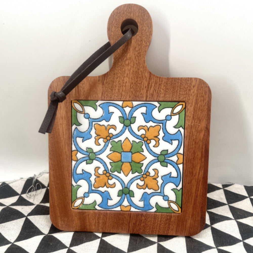 Dessous-de-plat en bois d'ébène motif marocain
