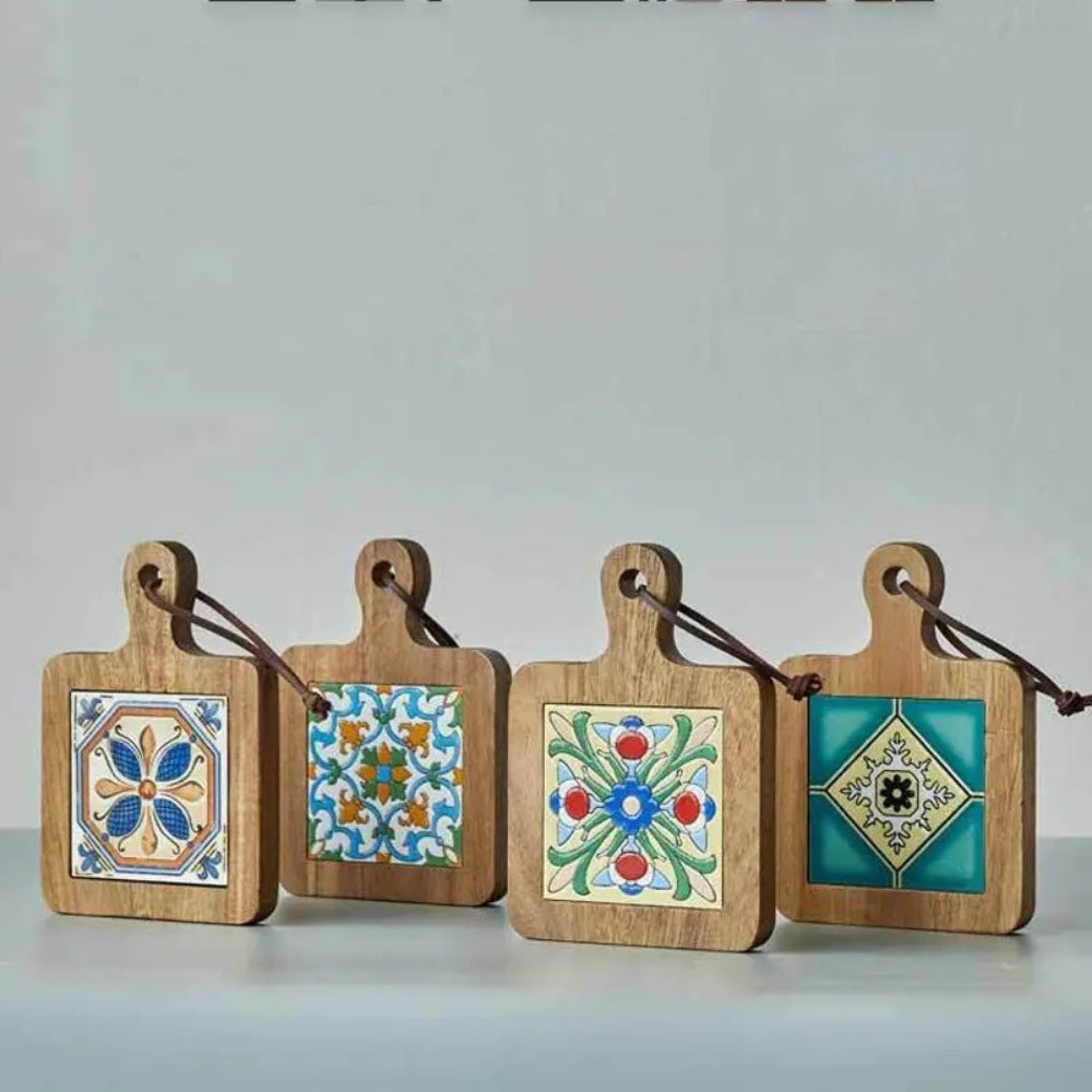 Dessous-de-plat en bois d'ébène motif marocain
