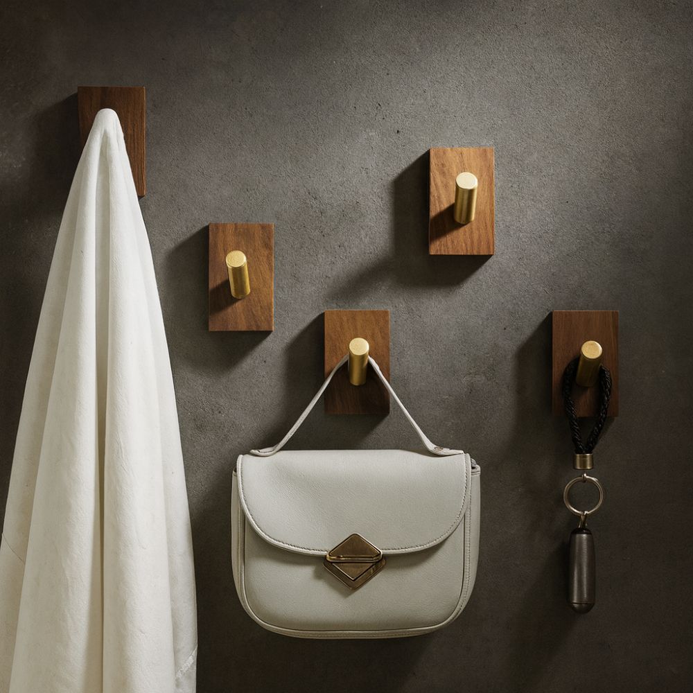 Patère murale en bois naturel – Midnight Walnut