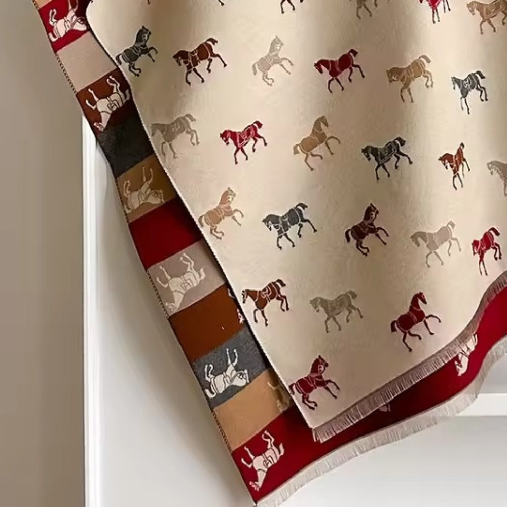 Écharpe-châle motif chevaux