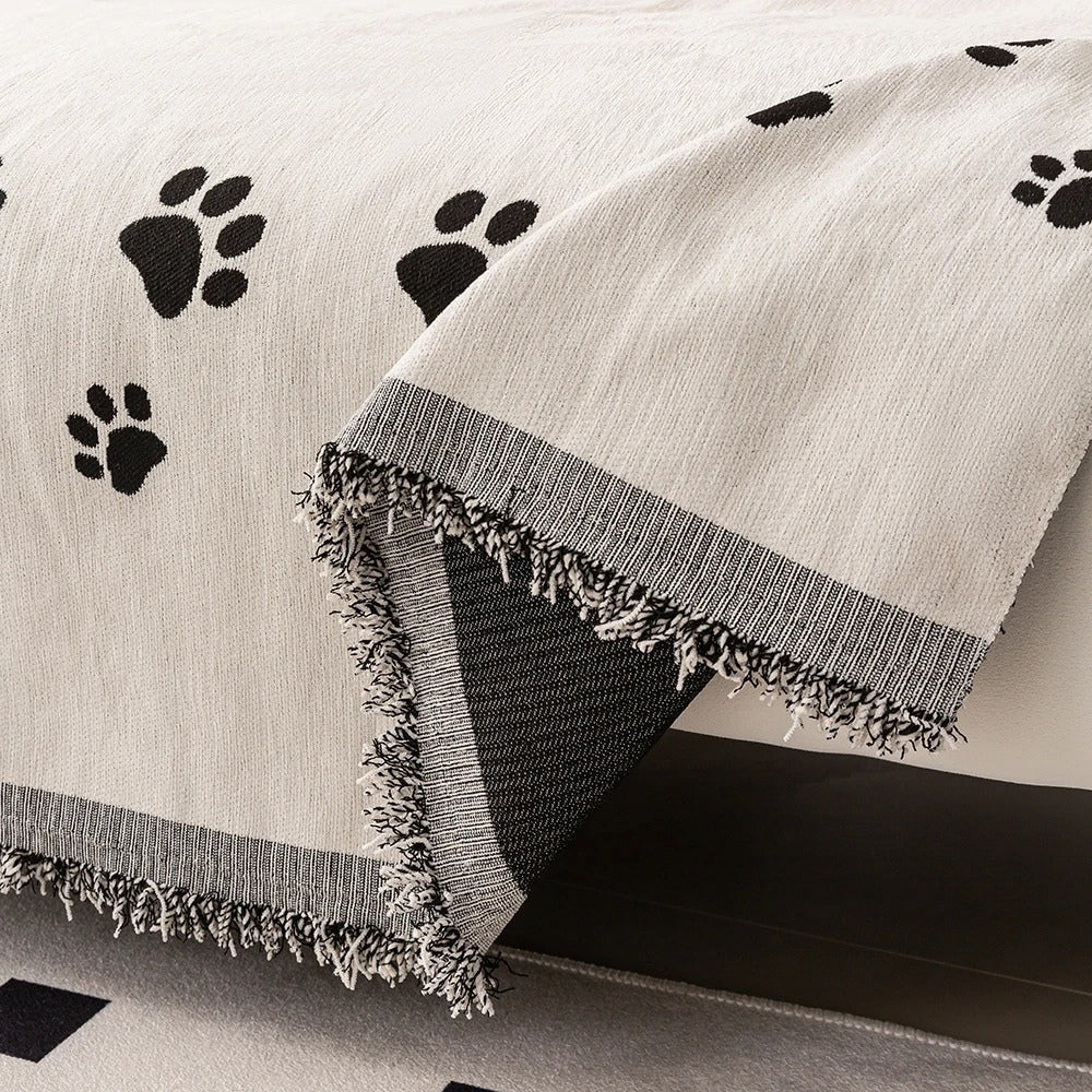 Housse de canapé en chenille pattes de chat