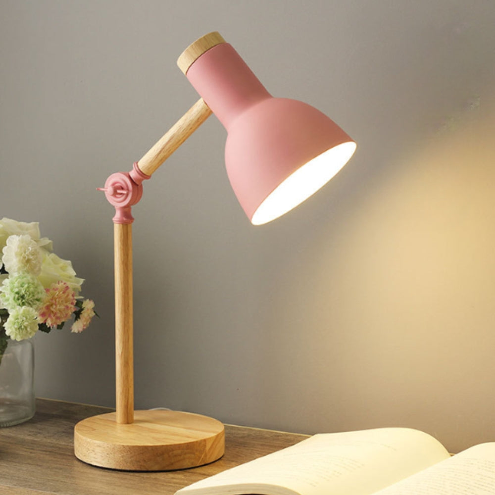 Lampe de table LED nordique en fer et bois