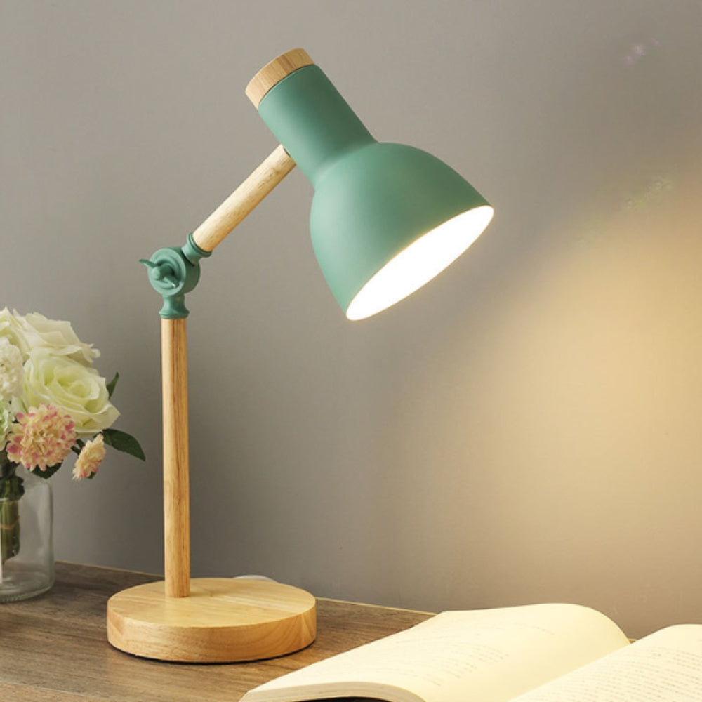 Lampe de table LED nordique en fer et bois