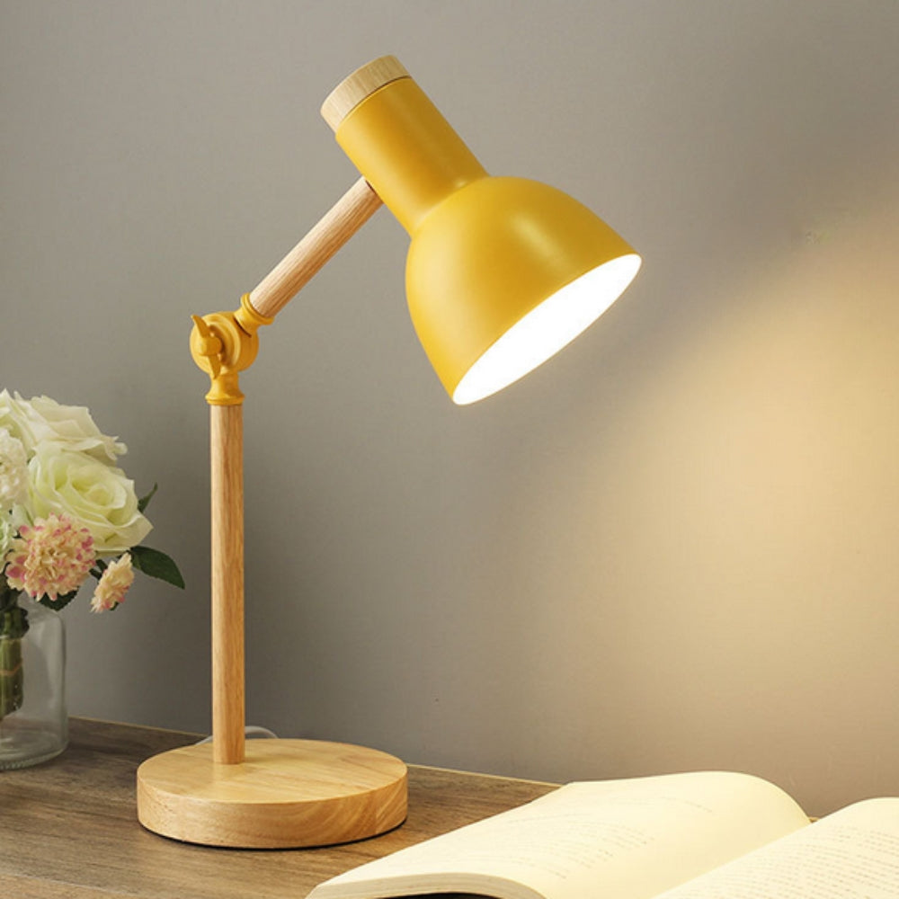 Lampe de table LED nordique en fer et bois