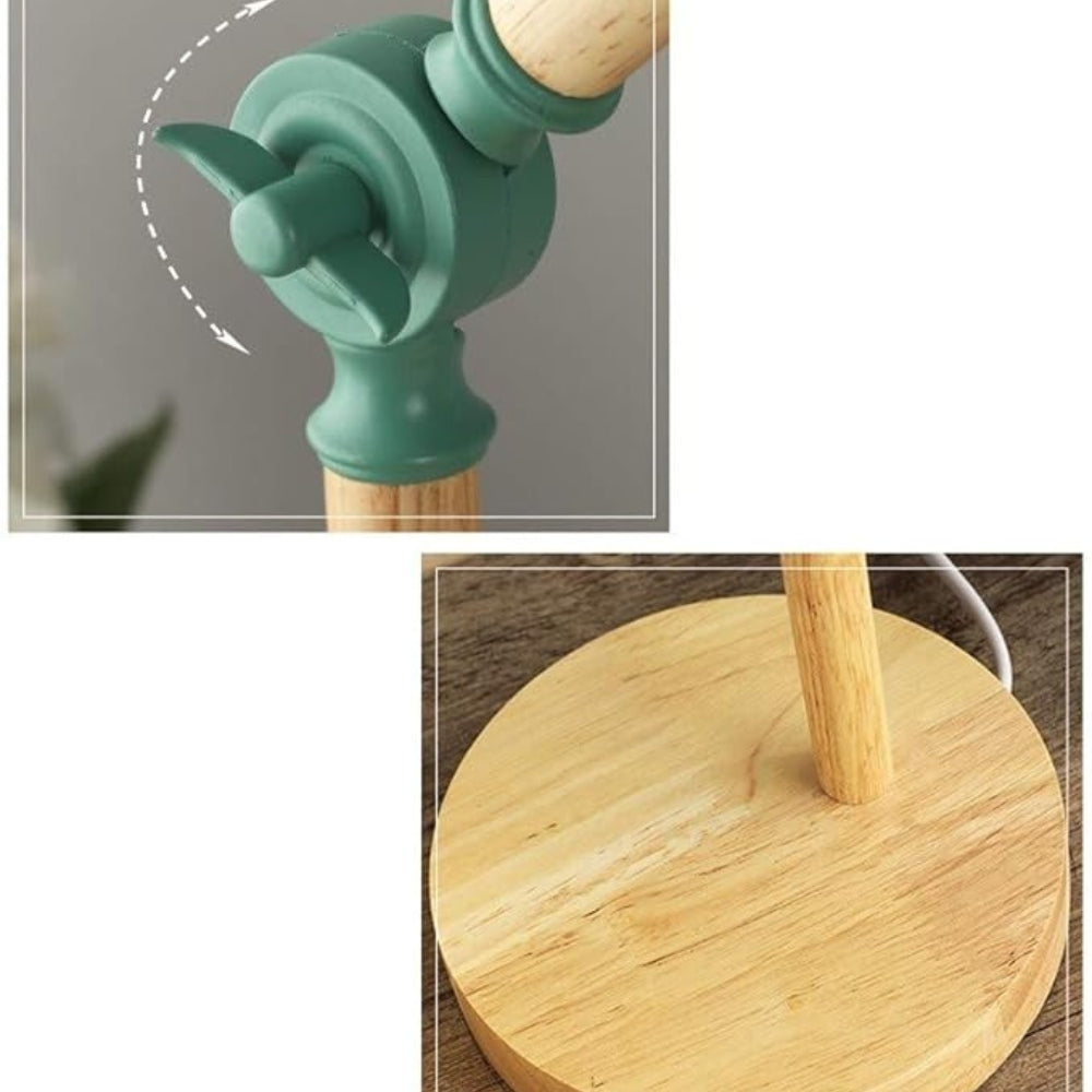 Lampe de table LED nordique en fer et bois