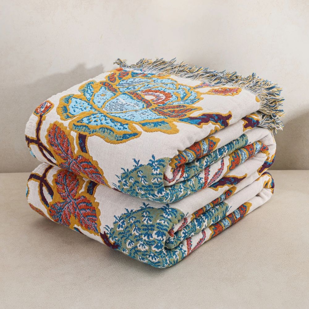 Plaid en coton jardin ornemental