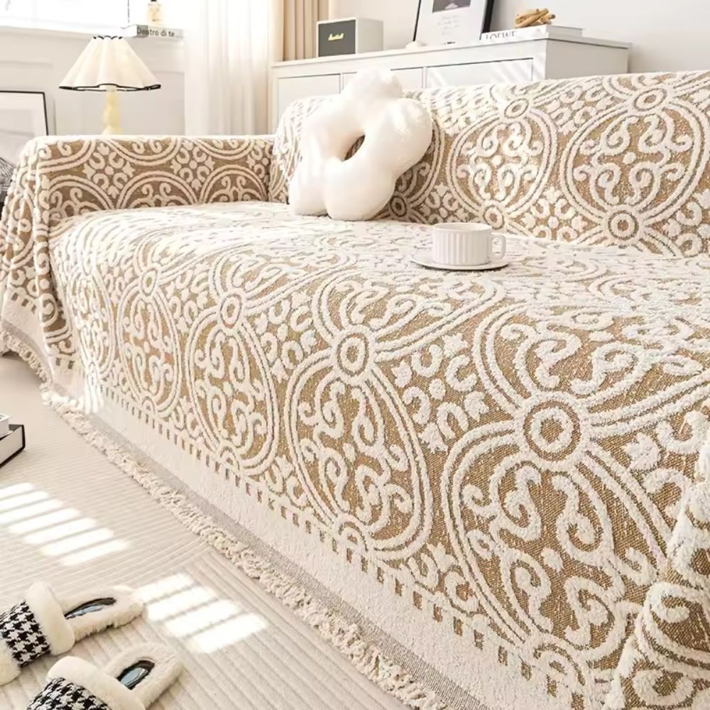 Housse de canapé jacquard ornementale
