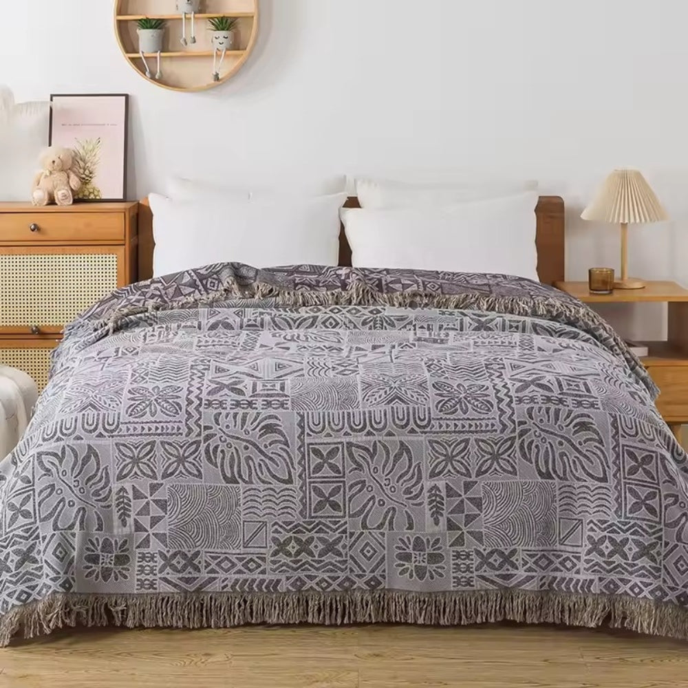 Plaid en coton fleurs ornementales