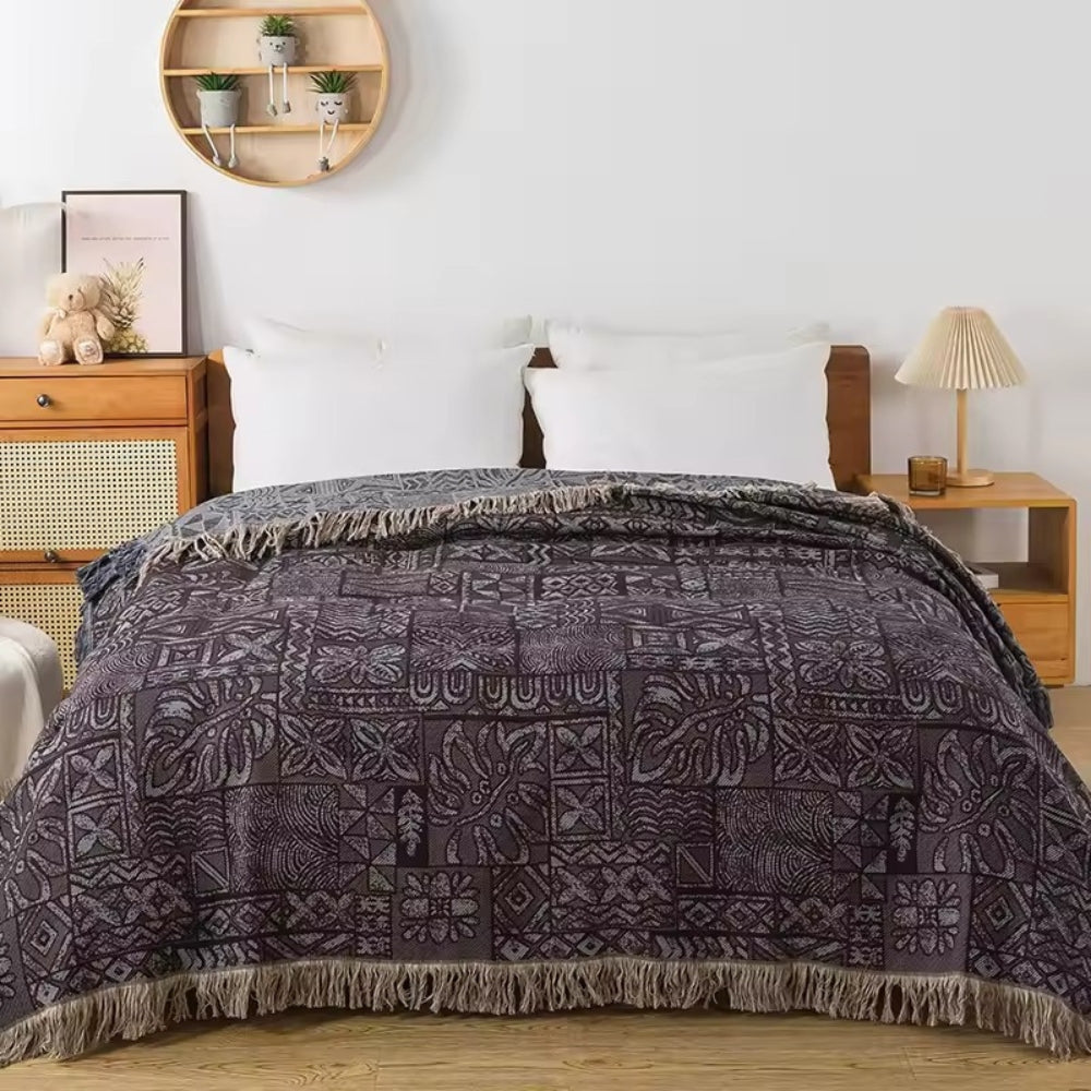 Plaid en coton fleurs ornementales