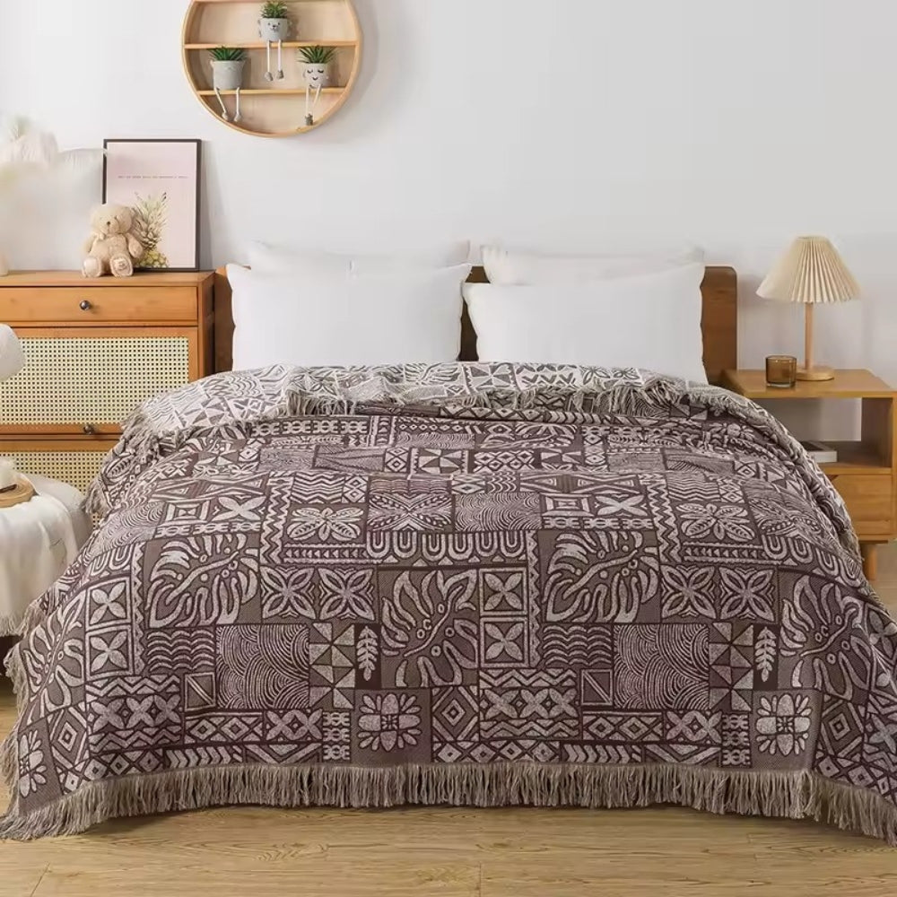 Plaid en coton fleurs ornementales – Pierre Tone