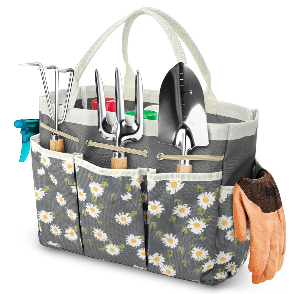 Sac organisateur fleuri pour outils de jardin – Noir Charm