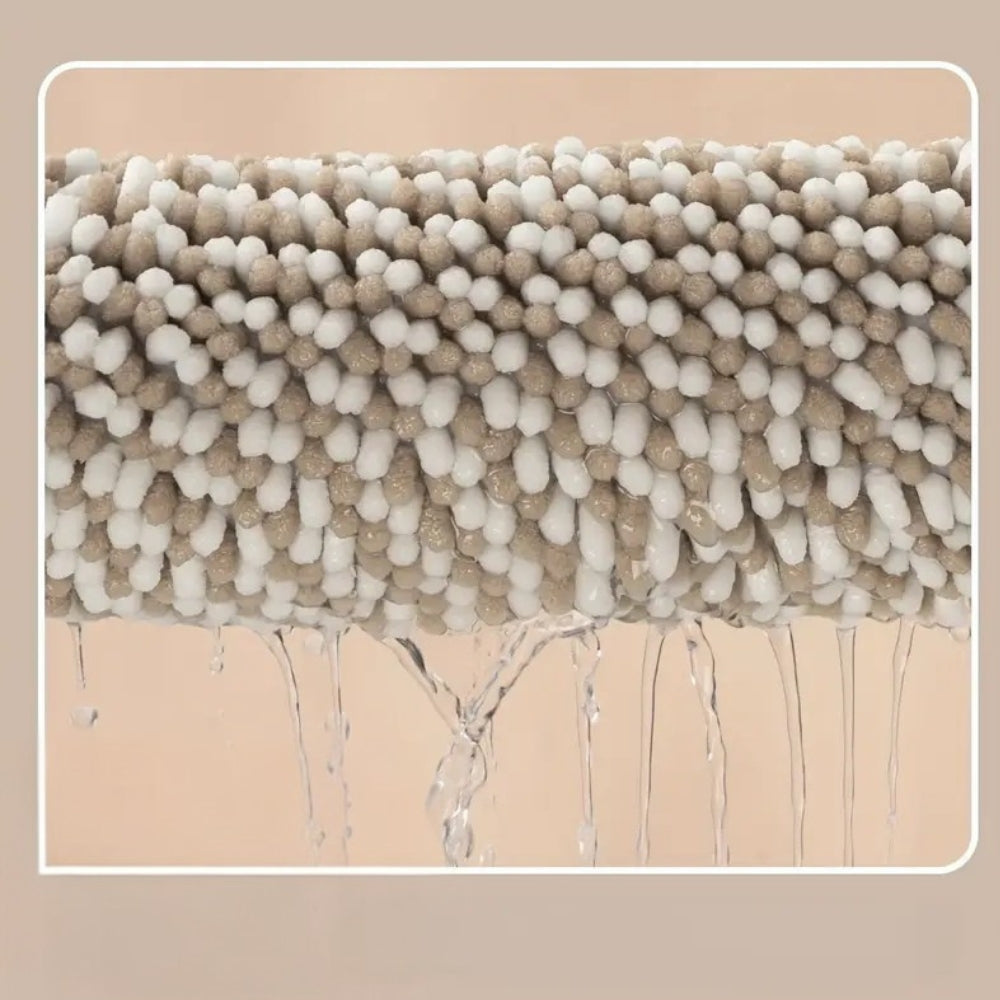 Tapis de bain en chenille rayée maille galet