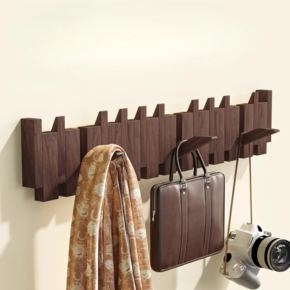 Patère murale en bois à crochets rabattables Piano