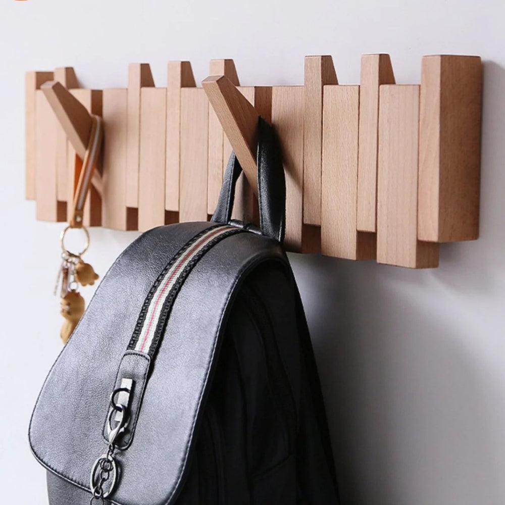 Patère murale en bois à crochets rabattables Piano