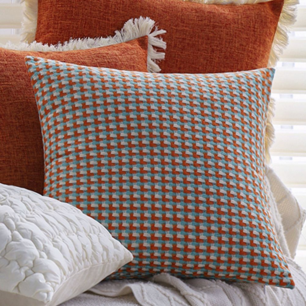 Housse de coussin tissage pixel