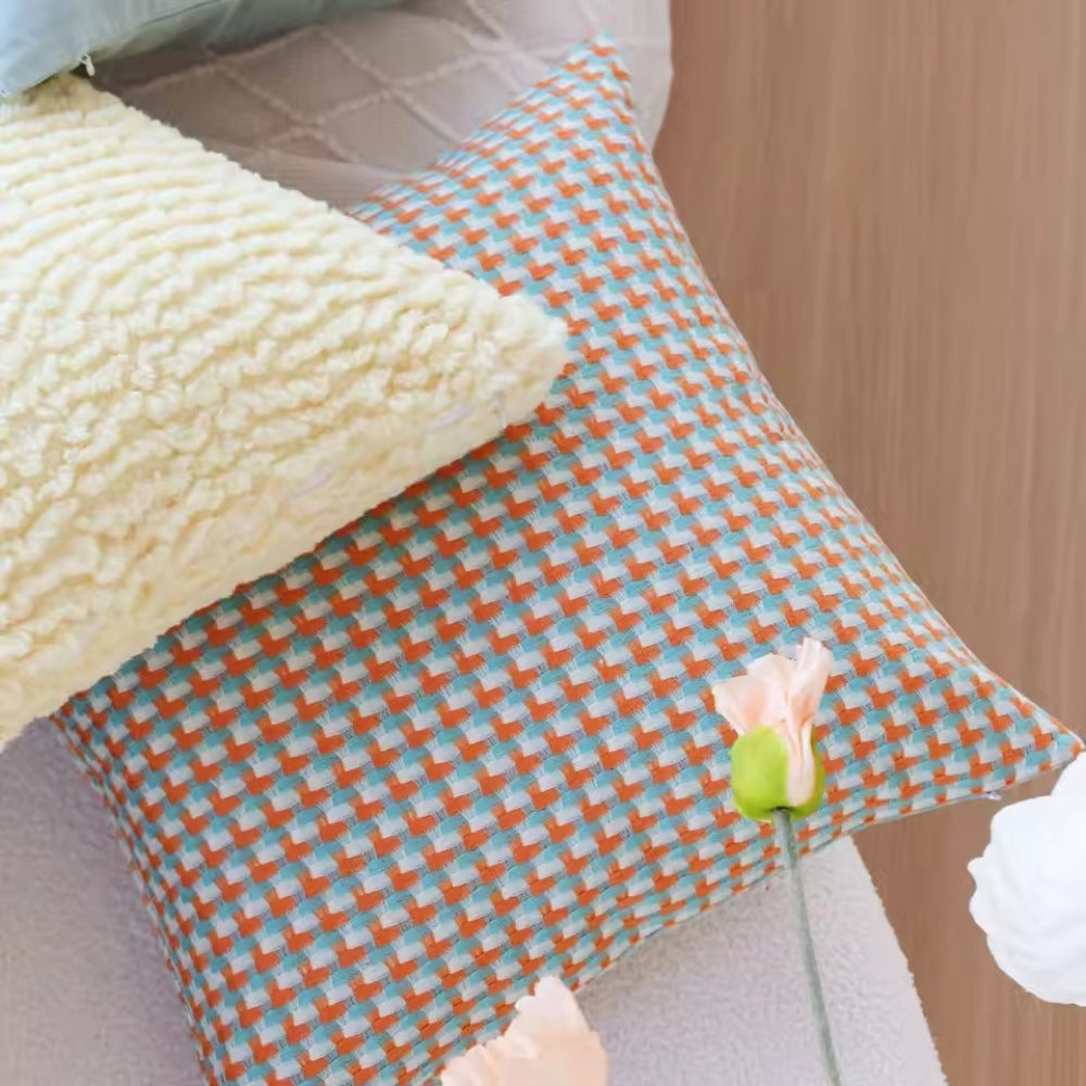 Housse de coussin tissage pixel
