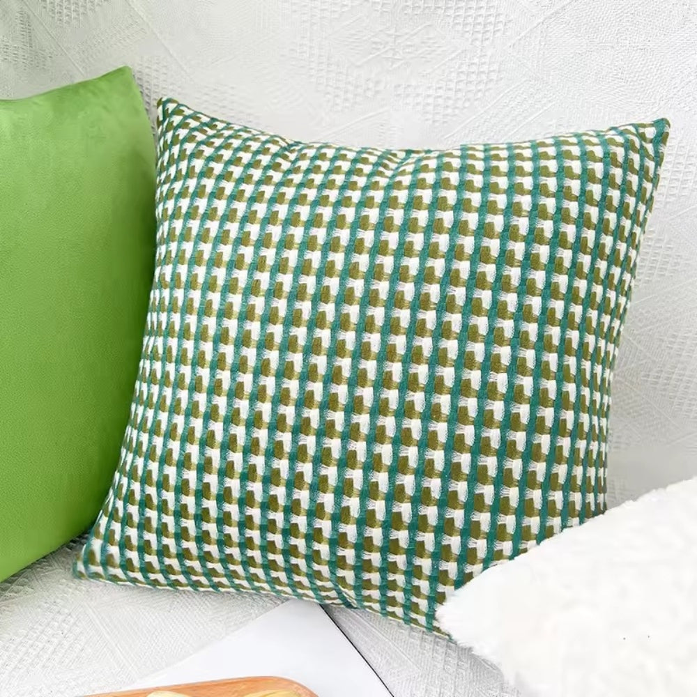 Housse de coussin tissage pixel