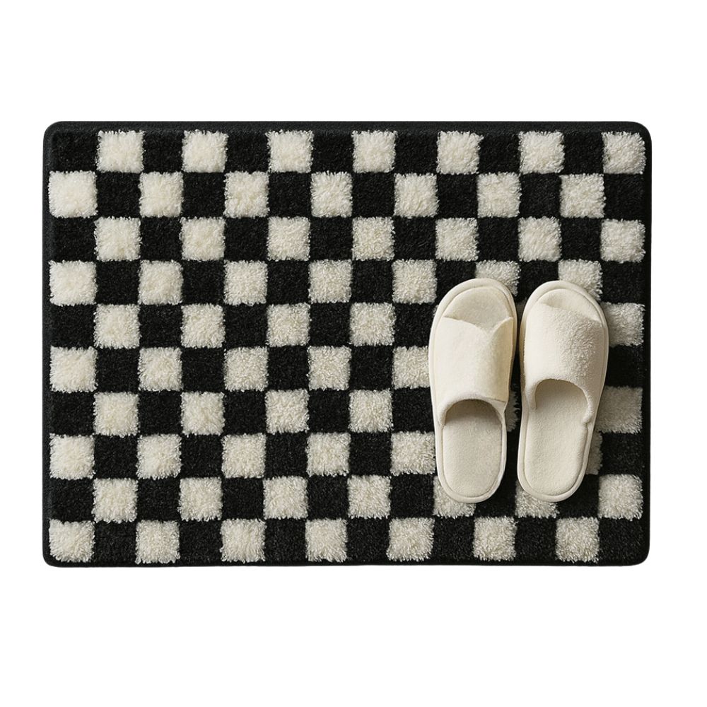 Tapis de bain moelleux à damier