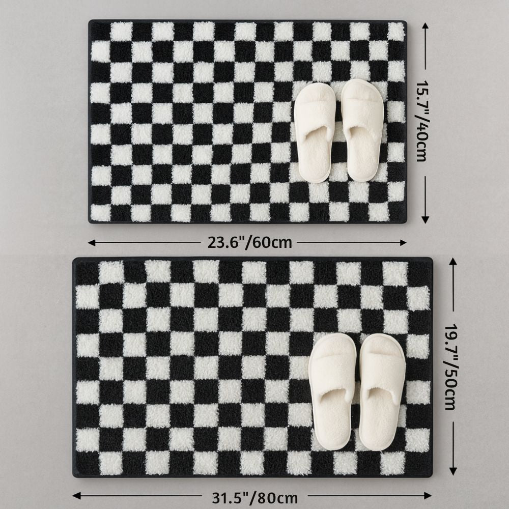 Tapis de bain moelleux à damier