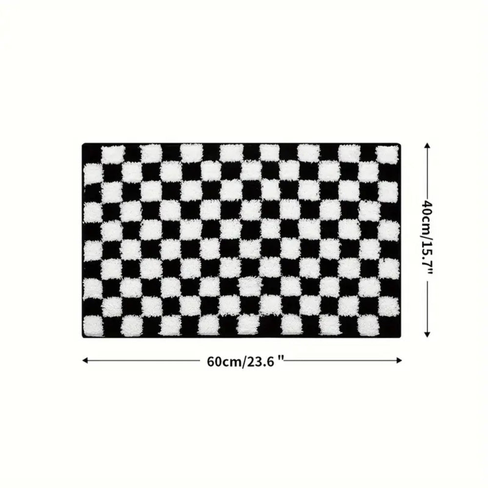Tapis de bain moelleux à damier