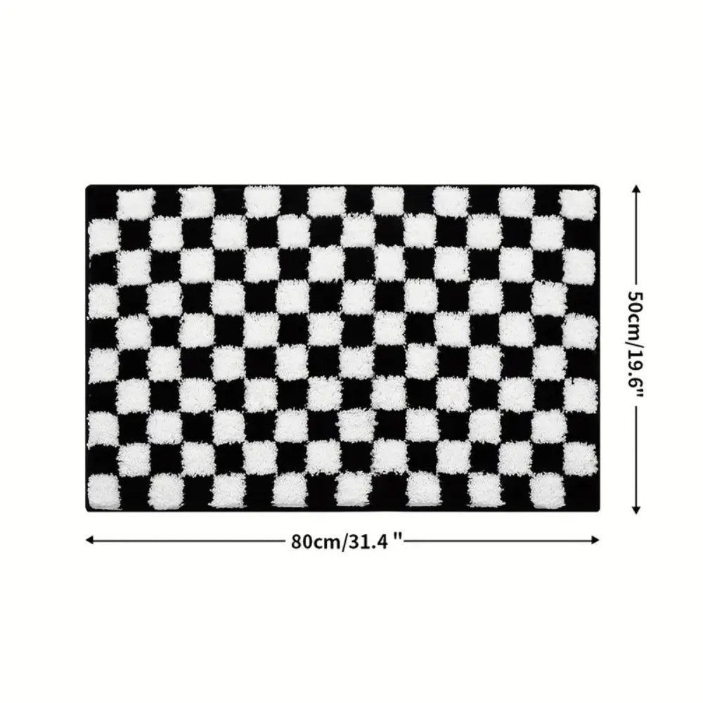 Tapis de bain moelleux à damier
