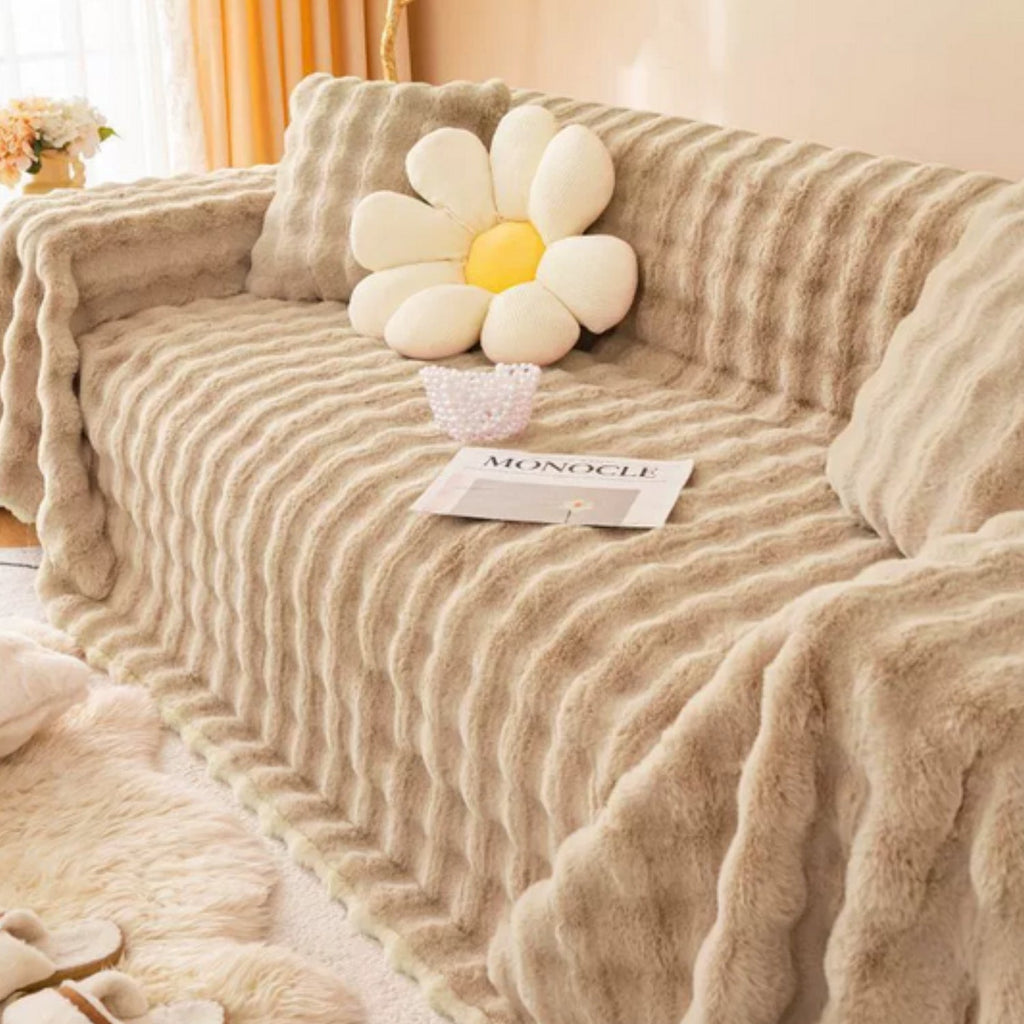 Housse de canapé en fausse fourrure de lapin