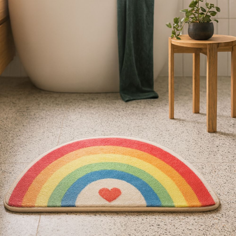 Tapis de bain demi-lune arc-en-ciel – Floral Arc