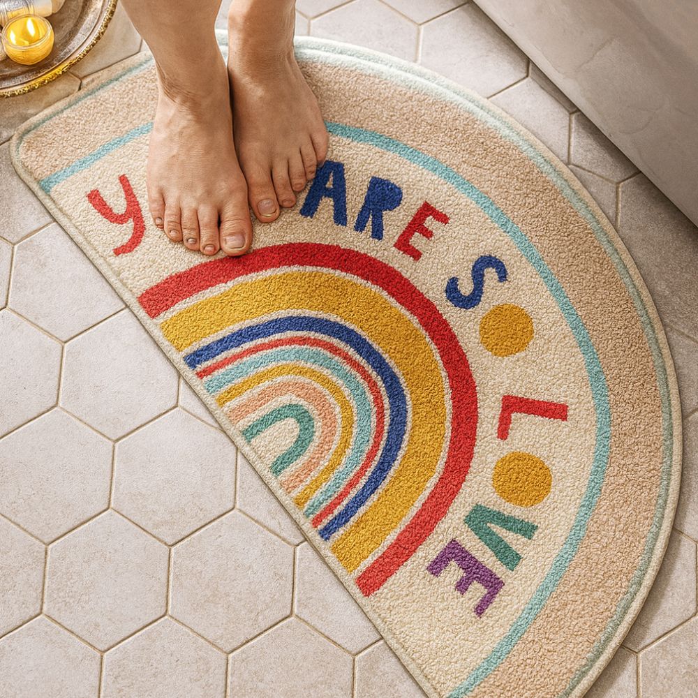 Tapis de bain demi-lune arc-en-ciel